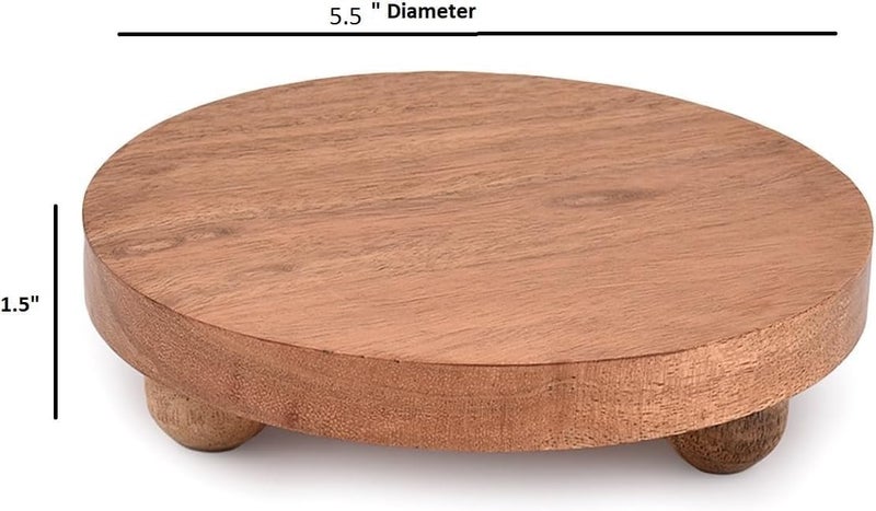 NIRMAN Display Stand Round Acacia Wood Stand for Display Wooden Stand for Kitchen/Bathroom Counter/Plant Stand (5.5" x 5.5" x 1.5"), (Set of 2) - Image 5